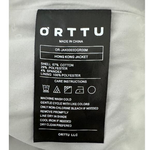 ORTTU snap front belted elbow patch Hong Kong jacket Heather Gray size medium M - Picture 7 of 8